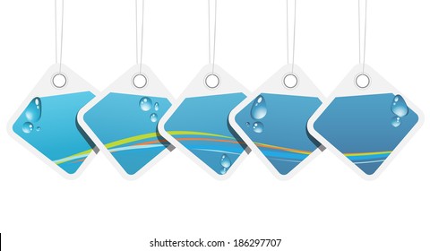 Vector illustration of blue labels.