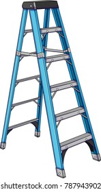 Vector illustration of a blue ladder.