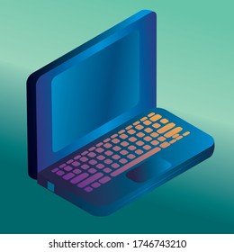 Vektorgrafik blauer Laptop aus Perspektive
