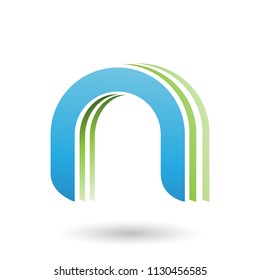 Vector Illustration of a Blue Layered Icon for Letter N isolated on a White Background