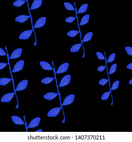 Vector illustration blue leaves on dark background beautiful design textile Wallpaper gift wrapping print Vector Vector graphics