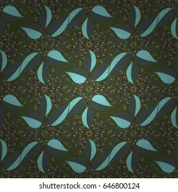 Vector illustration of blue leaves. Seamless pattern with leaves on motley background.