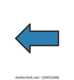 vector illustration of blue left arrow icon isolated on a white background.