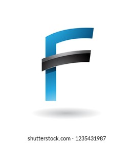 Vector Illustration of Blue Letter F with Black Glossy Stick isolated on a White Background