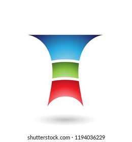 Vector Illustration of Blue Letter T with Three Layers isolated on a White Background