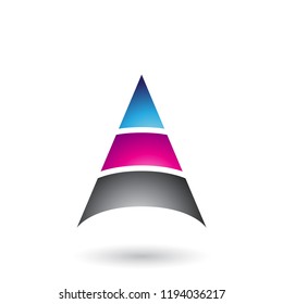 Vector Illustration of Blue Letter A with Three Layers isolated on a White Background
