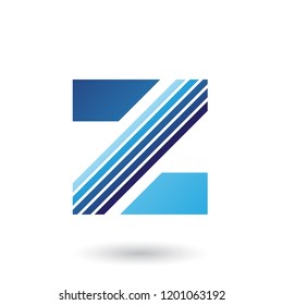 Ilustración vectorial de la letra azul Z con franjas diagonales gruesas aisladas en un fondo blanco