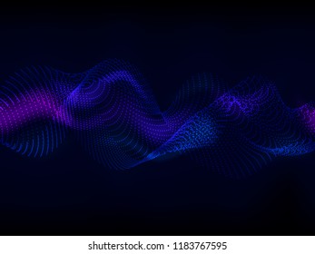Vector illustration of blue light geometric shape on black background, concept of abstract tecnology.