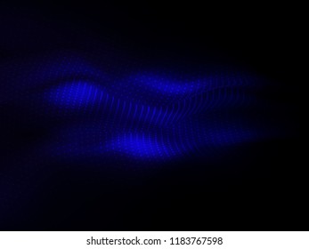 Vector illustration of blue light geometric shape on black background, concept of abstract tecnology.