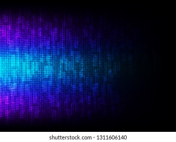 Vector illustration of blue light geometric shape on black background, concept of abstract technology.