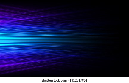 Vector illustration of blue light geometric shape on black background, concept of abstract technology.