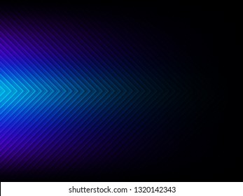 Vector illustration of blue light geometric shape on dark blue background, concept of abstract technology.