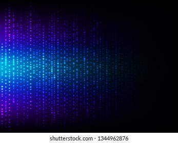 Vector illustration of blue light geometric shape on black background, concept of abstract technology.