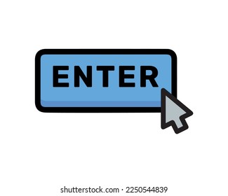 vector illustration. blue logo or flat icon. pointer. ENTER button. branding. sign