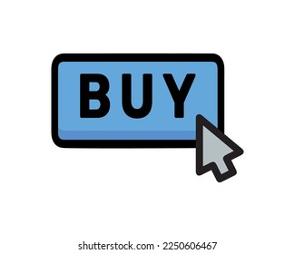 vector illustration. blue logo or flat icon. pointer. button click. sign. buy. online purchase. online shopping