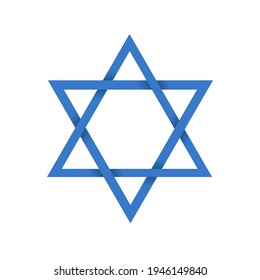 Ilustración vectorial de Blue Magen David (estrella de David). Aislado sobre fondo blanco