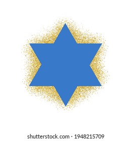 Ilustração vetorial de Blue Magen David (estrela de David). Com sombra dourada.