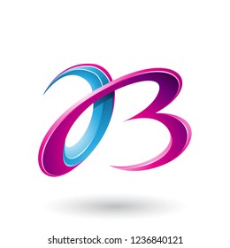 Vector Illustration of Blue and Magenta 3d Curly Letters A and B isolated on a White Background