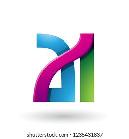 Vector Illustration of Blue and Magenta Bold Dual Letters A and I isolated on a White Background