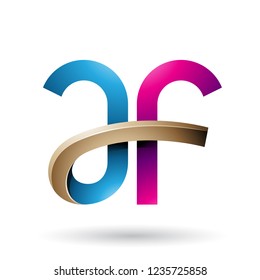 Vector Illustration of Blue and Magenta Bold Curvy Letters A and F isolated on a White Background