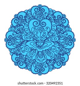 Vector illustration with blue mandala on white background