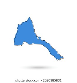 Vector Illustration of the Blue Map of Eritrea on White Background