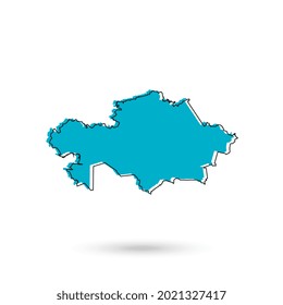 Vector Illustration of the Blue Map of Kazakhstan on White Background