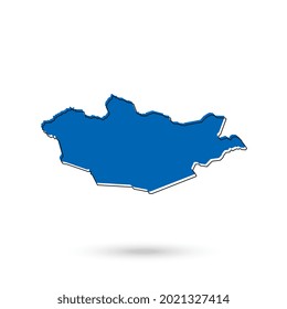 Ilustración vectorial del mapa azul de Mongolia sobre fondo blanco