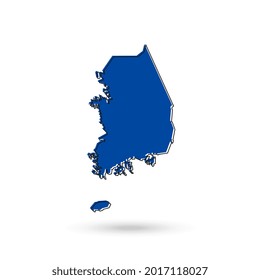 Vector Illustration of the Blue Map of South Korea on White Background
