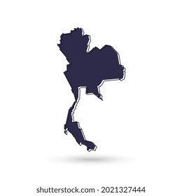 Vector Illustration of the Blue Map of Thailand on White Background