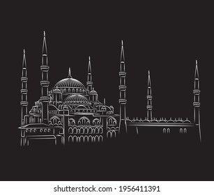 vector illustration of Blue Mosque Istanbul. Sultan Ahmet Camii.