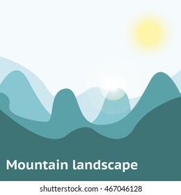 Vector illustration of blue mountain background.