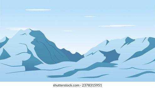 vector illustration of a blue mountain landscape, with a blue sky behind it