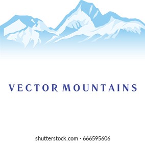 Vector illustration of blue mountain range. 
