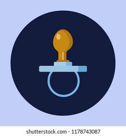 Vector illustration of blue nipple in dark blue circle.