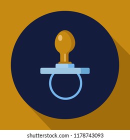 Vector illustration of blue nipple in dark blue circle.