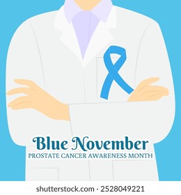 Vector illustration of Blue November prostate cancer awareness month social media template