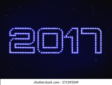 Vector illustration of blue number 2017 in style of constellation - extended 