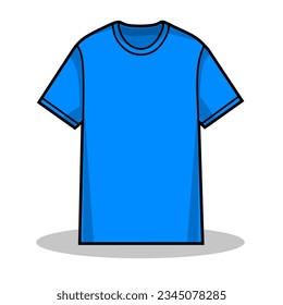 Vector Illustration of Blue O Neck Shirt with White Background