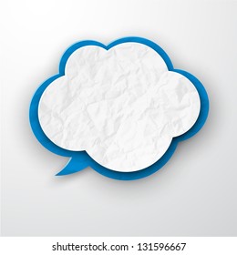 Vector illustration of blue old wrinkled paper cloud. Eps10.