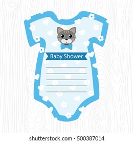 vector illustration of a blue onesie for baby shower. EPS