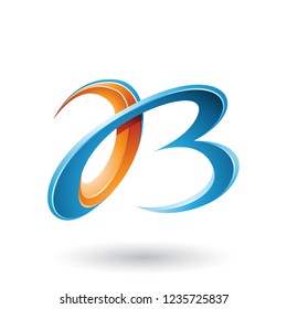 Vector Illustration of Blue and Orange 3d Curly Letters A and B isolated on a White Background