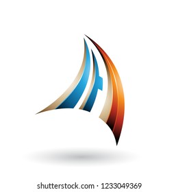 Vector Illustration of Blue Orange and Beige 3d Dynamic Flying Letter A isolated on a White Background
