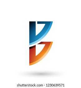 Vektorgrafik von blauen und orangefarbenen Schleifen, wie Form des Buchstabens B einzeln auf weißem Hintergrund