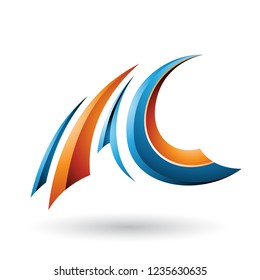 Vector Illustration of Blue and Orange Glossy Flying Letter A and C isolated on a White Background