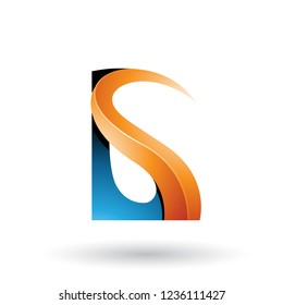 Vector Illustration of Blue and Orange Glossy Curvy Embossed Letter G isolated on a White Background