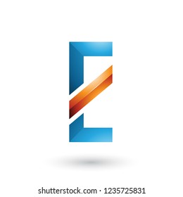 Vector Illustration of Blue and Orange Letter E with a Diagonal Line isolated on a White Background