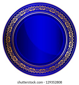 Vector illustration of blue oriental tray