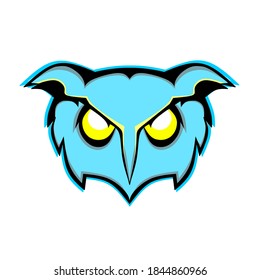 Vector illustration of a blue owl's head esport logo