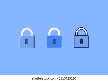 vector illustration of blue padlock icon with blue background